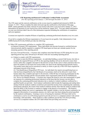 Blank Utah Cpe Reporting Form
