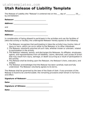 Free  Release of Liability Form for Utah