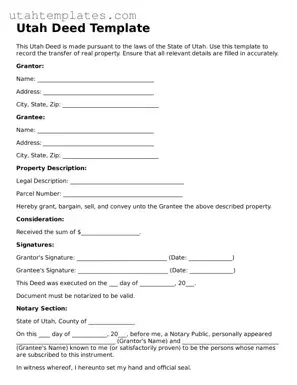 Free  Deed Form for Utah
