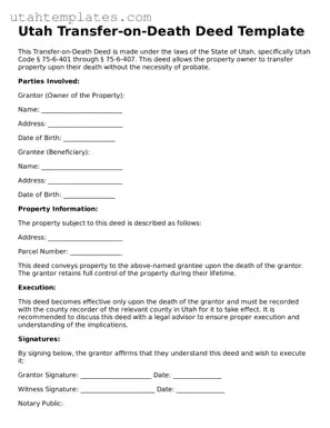 Free  Transfer-on-Death Deed Form for Utah