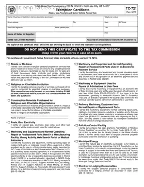 Blank Utah Tax Exemption Form