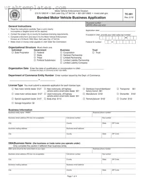 Blank Utah Tc 301 Form
