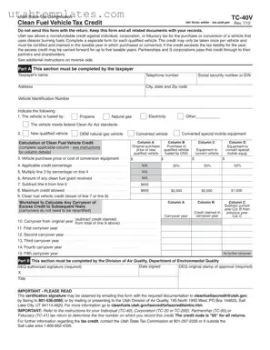 Blank Utah Tc 40V Form