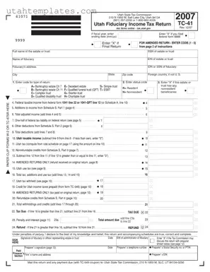 Blank Utah Tc 41 Form