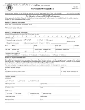 Blank Utah Tc 661 Form