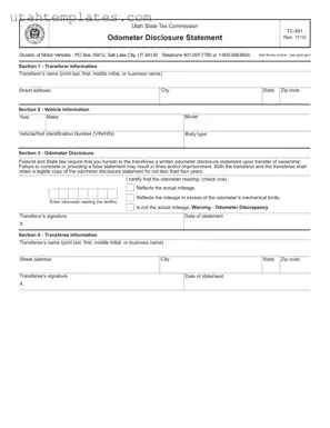 Blank Utah Tc 891 Form