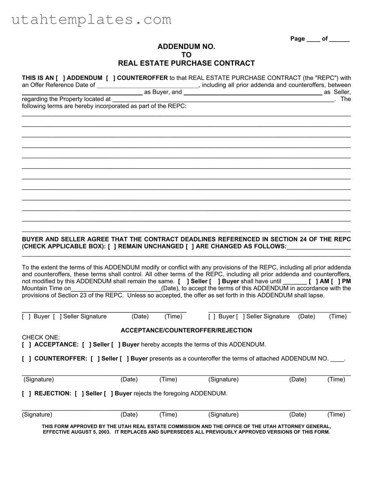 Blank Utah Real Estate Form