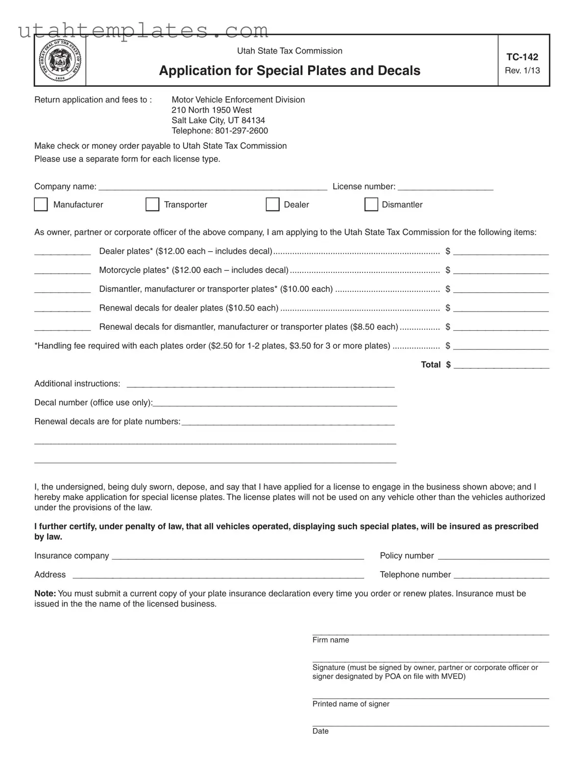 Blank Utah Tc 142 Form