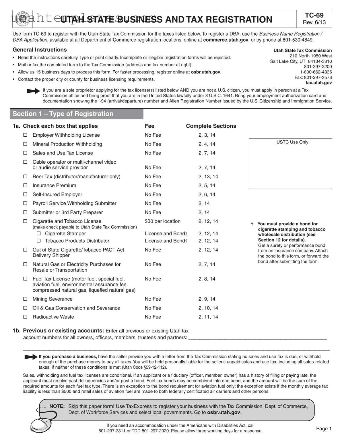 Blank Utah Tc 69 Form